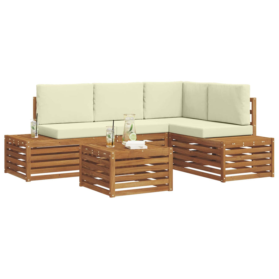 Sofa-Sets met kussen 5 Stuk Natuurlijk en Crème