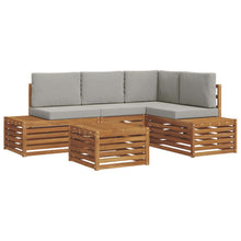 Sofa-Sets met kussen 5 Stuk Natuurlijk en Lichtgrijs
