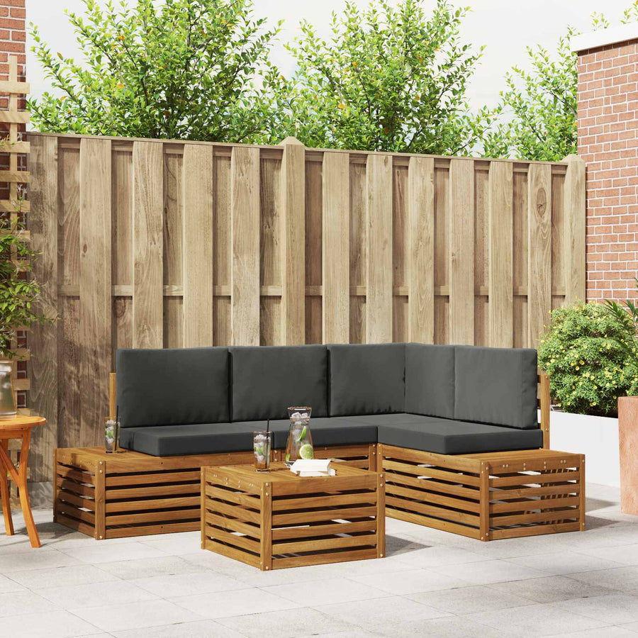 Sofa-Sets met kussen 5 Stuk Natuurlijk en Antraciet