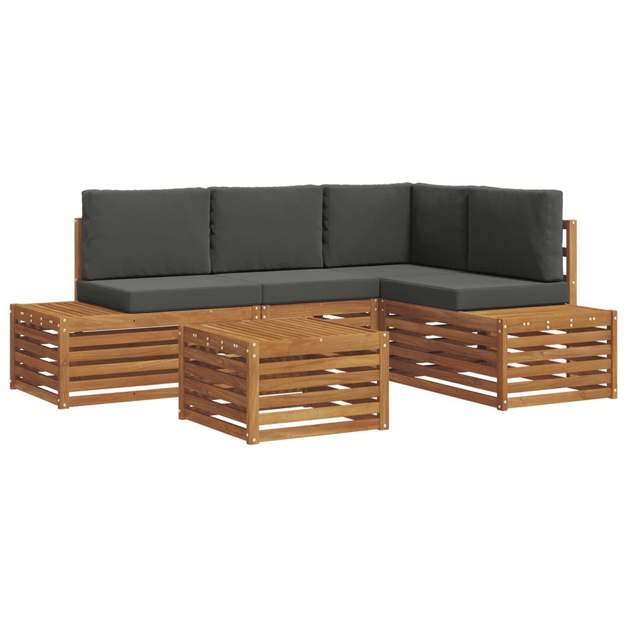 Sofa-Sets met kussen 5 Stuk Natuurlijk en Antraciet