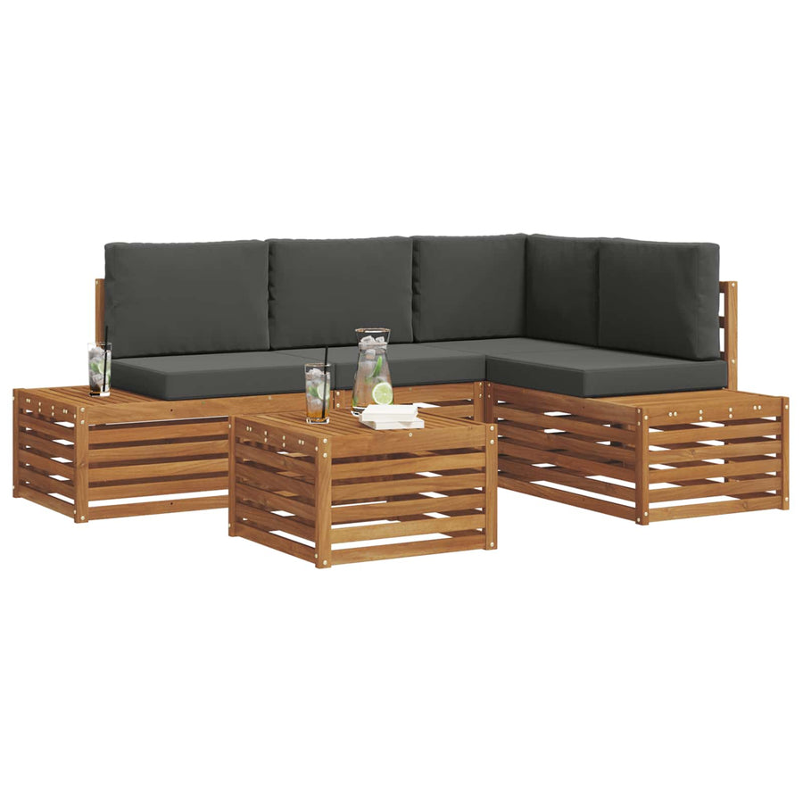 Sofa-Sets met kussen 5 Stuk Natuurlijk en Antraciet