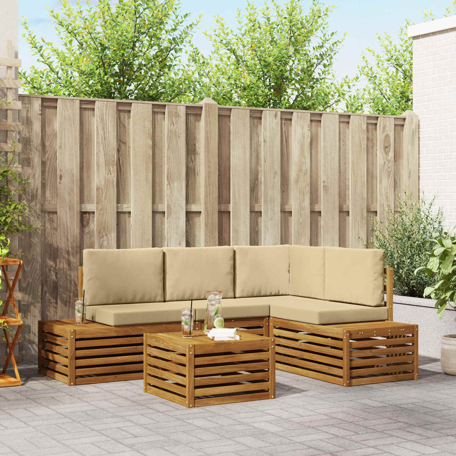 Sofa-Sets met kussen 5 Stuk Natuurlijk en Beige