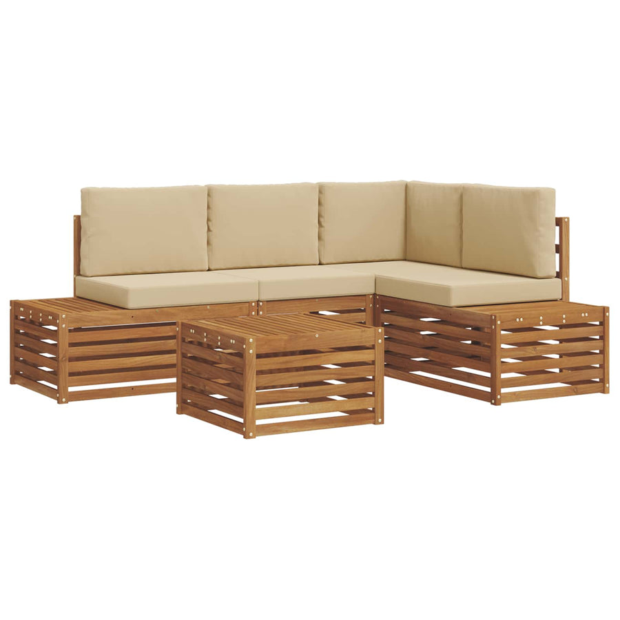 Sofa-Sets met kussen 5 Stuk Natuurlijk en Beige