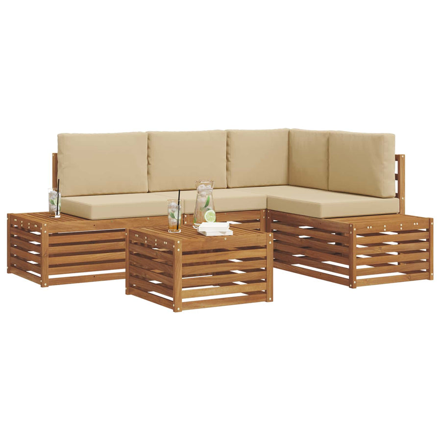Sofa-Sets met kussen 5 Stuk Natuurlijk en Beige