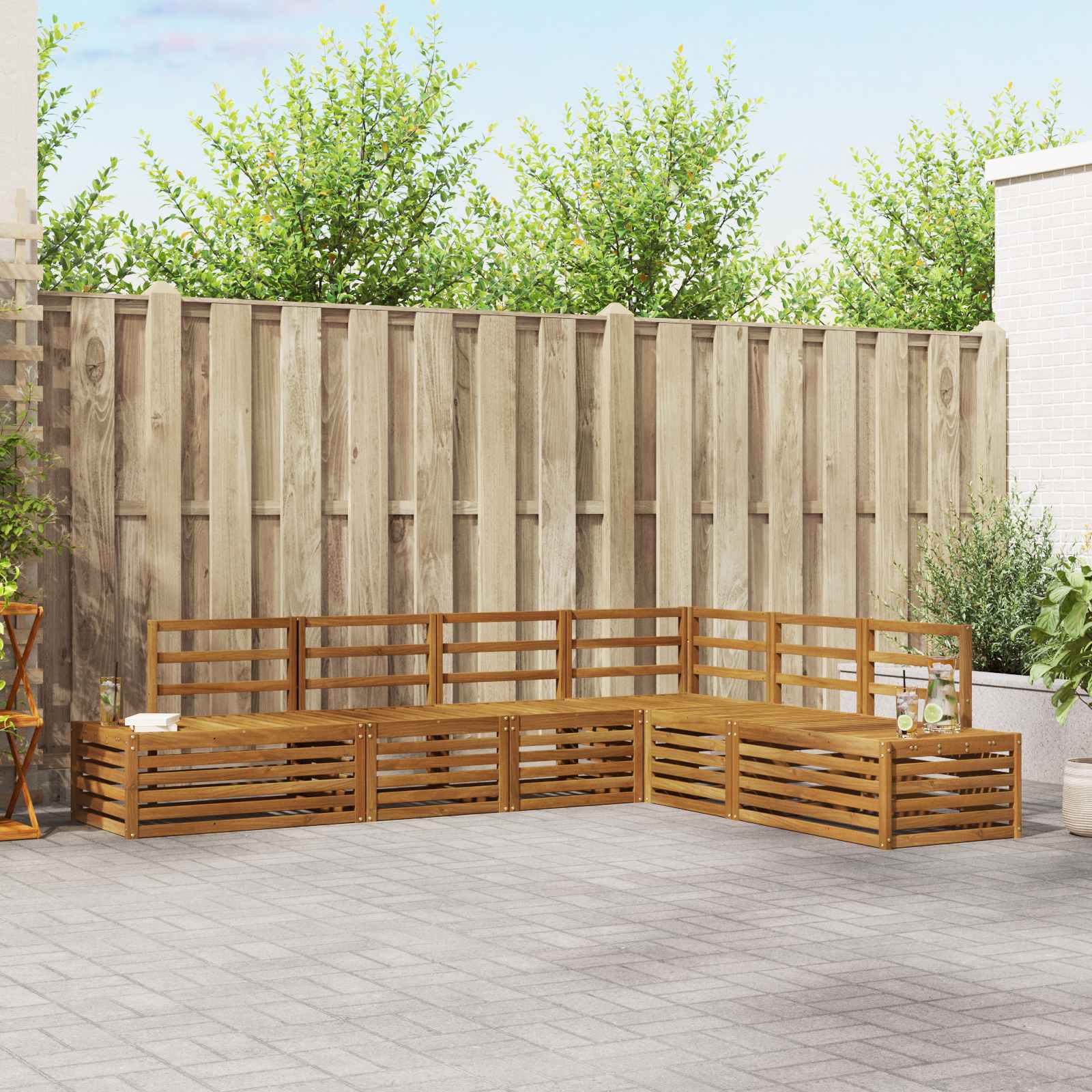 Sofa-Sets 6 Stuk Naturel Massief Acaciahout