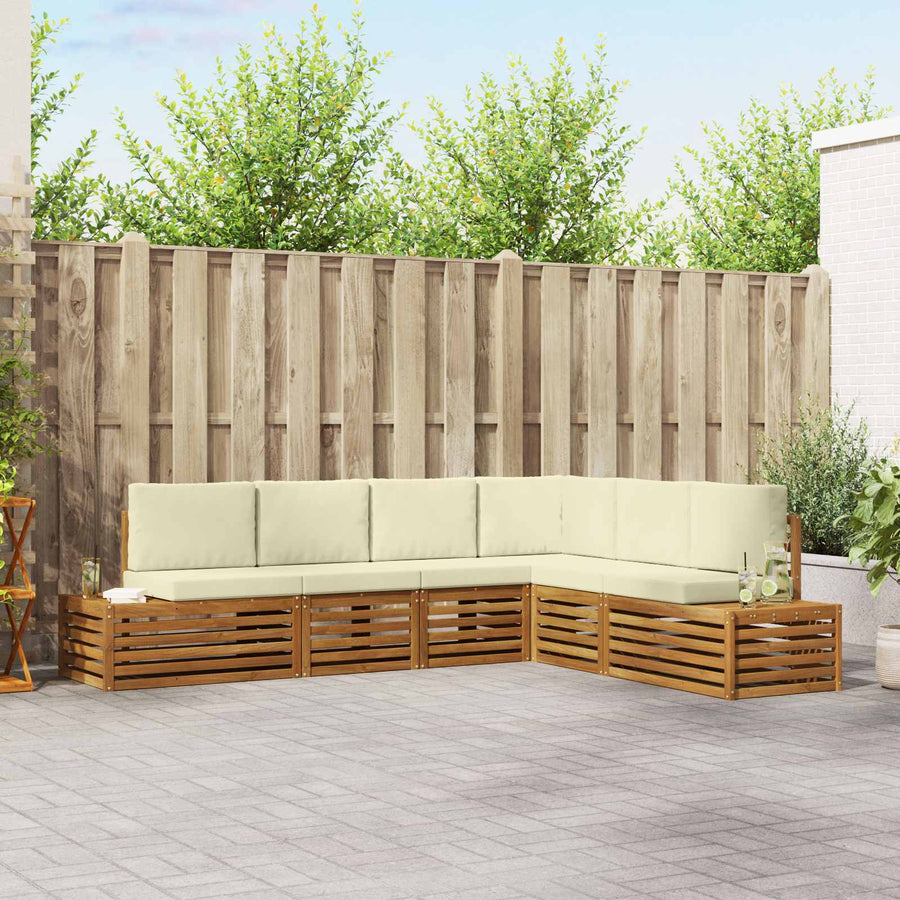 Sofa-Sets met kussen 6 Stuk Natuurlijk en Crème