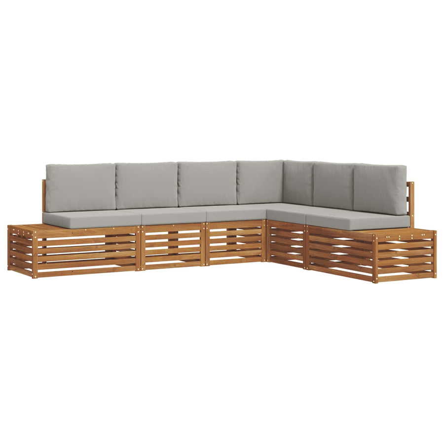 Sofa-Sets met kussen 6 Stuk Natuurlijk en Lichtgrijs