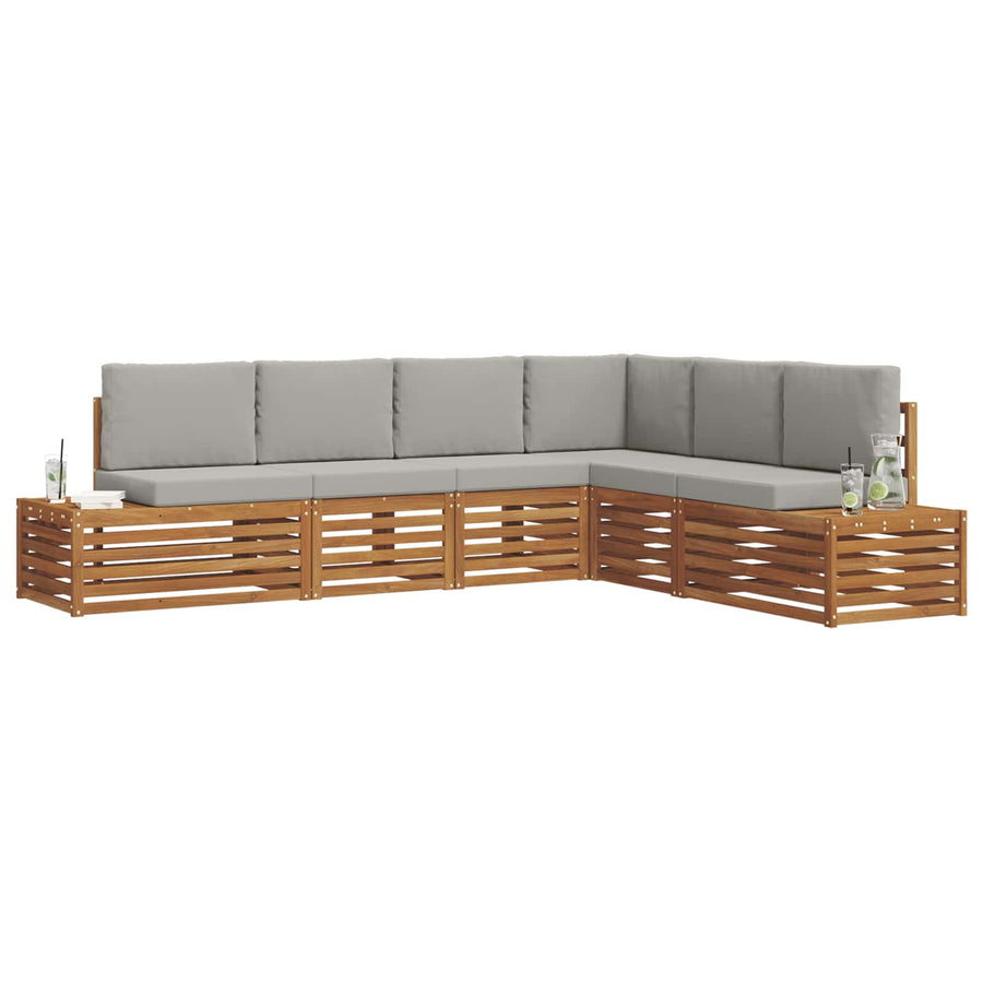 Sofa-Sets met kussen 6 Stuk Natuurlijk en Lichtgrijs