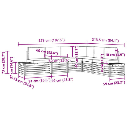 Sofa-Sets met kussen 6 Stuk Natuurlijk en Lichtgrijs