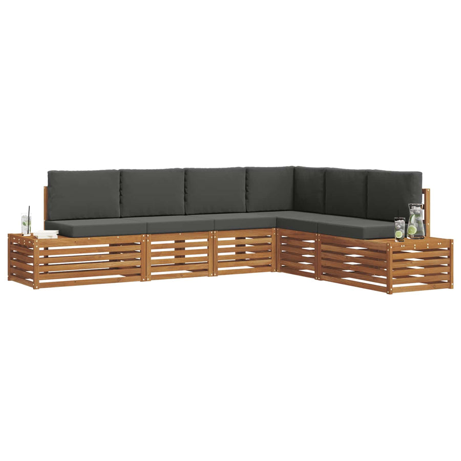 Sofa-Sets met kussen 6 Stuk Natuurlijk en Antraciet