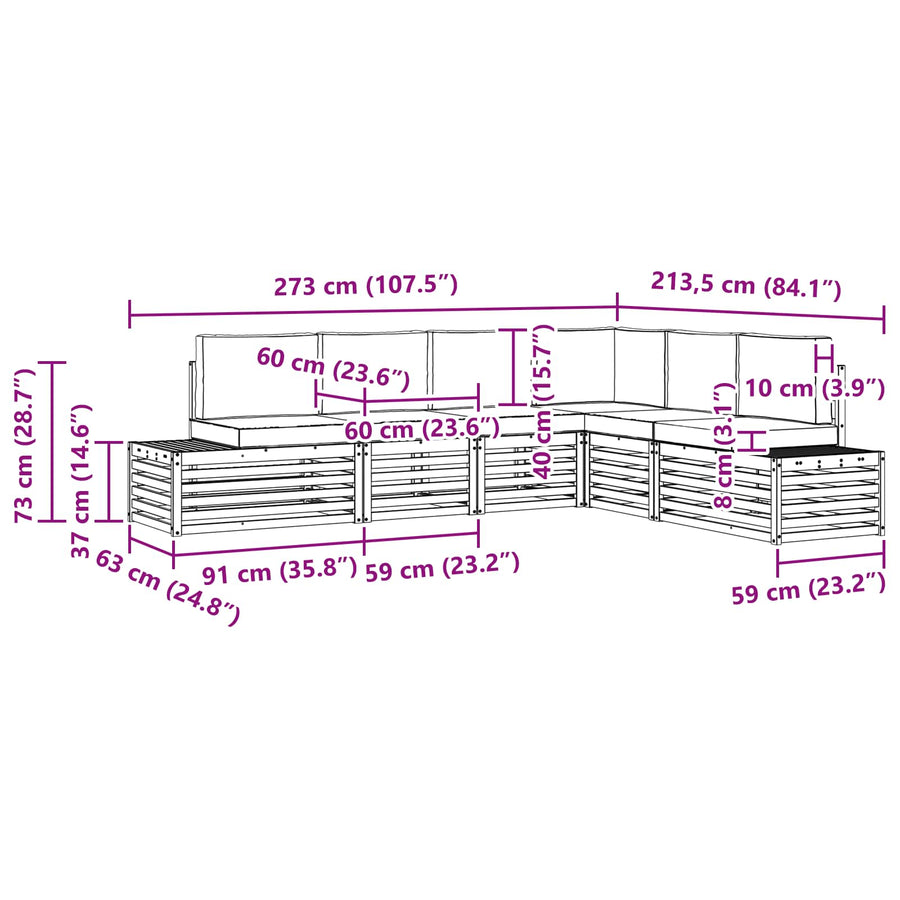 Sofa-Sets met kussen 6 Stuk Natuurlijk en Antraciet