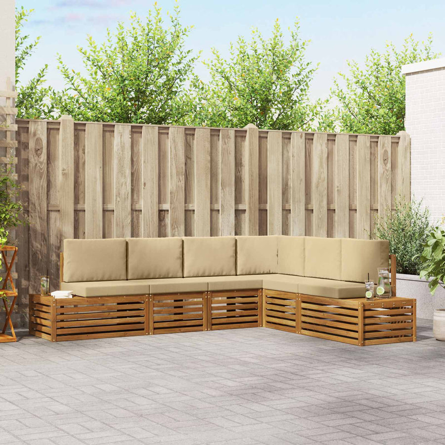 Sofa-Sets met kussen 6 Stuk Natuurlijk en Beige