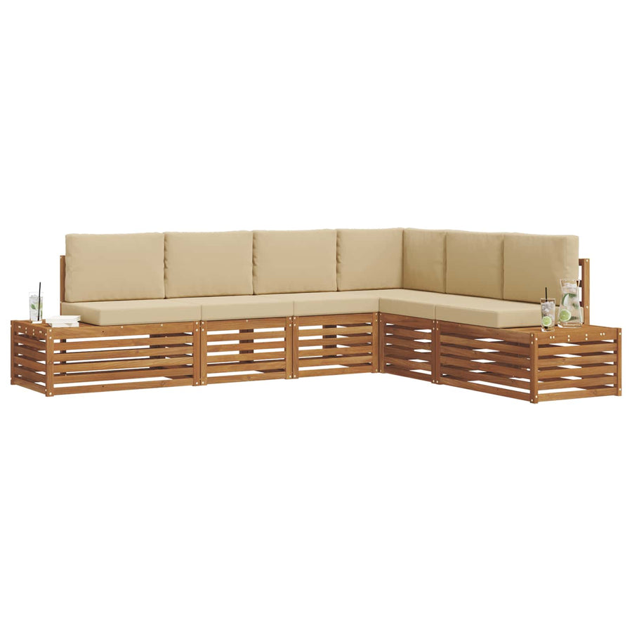 Sofa-Sets met kussen 6 Stuk Natuurlijk en Beige