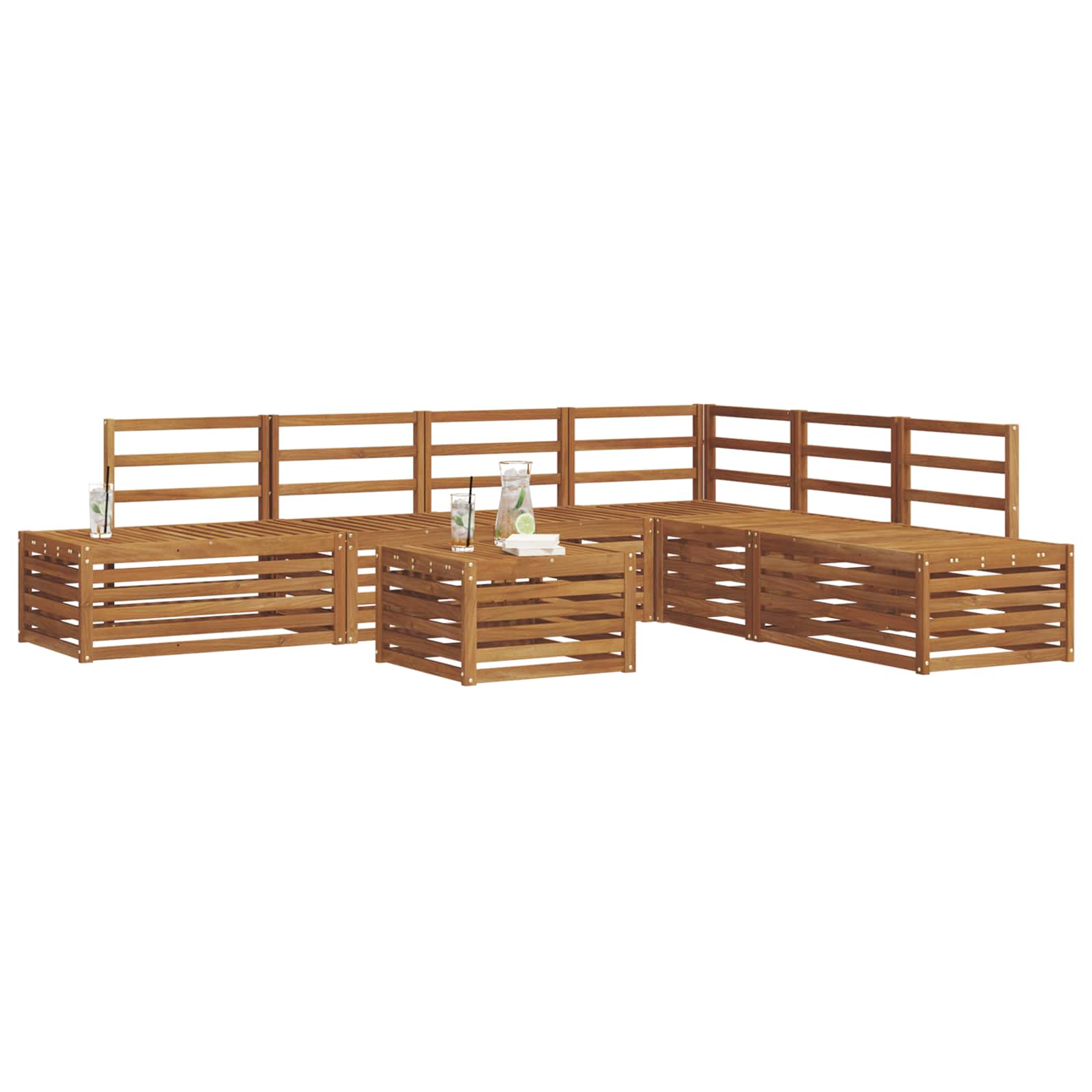 Sofa-Sets 7 Stuk Naturel Massief Acaciahout