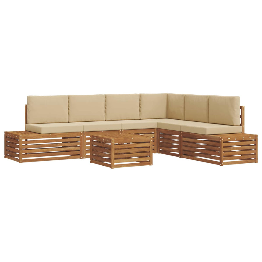Buiten bankenset met kussen 7 Stuk Natuurlijk en Beige