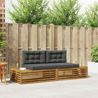 Bankenset massief acaciahout antraciet kussens 230.5x83x73 cm