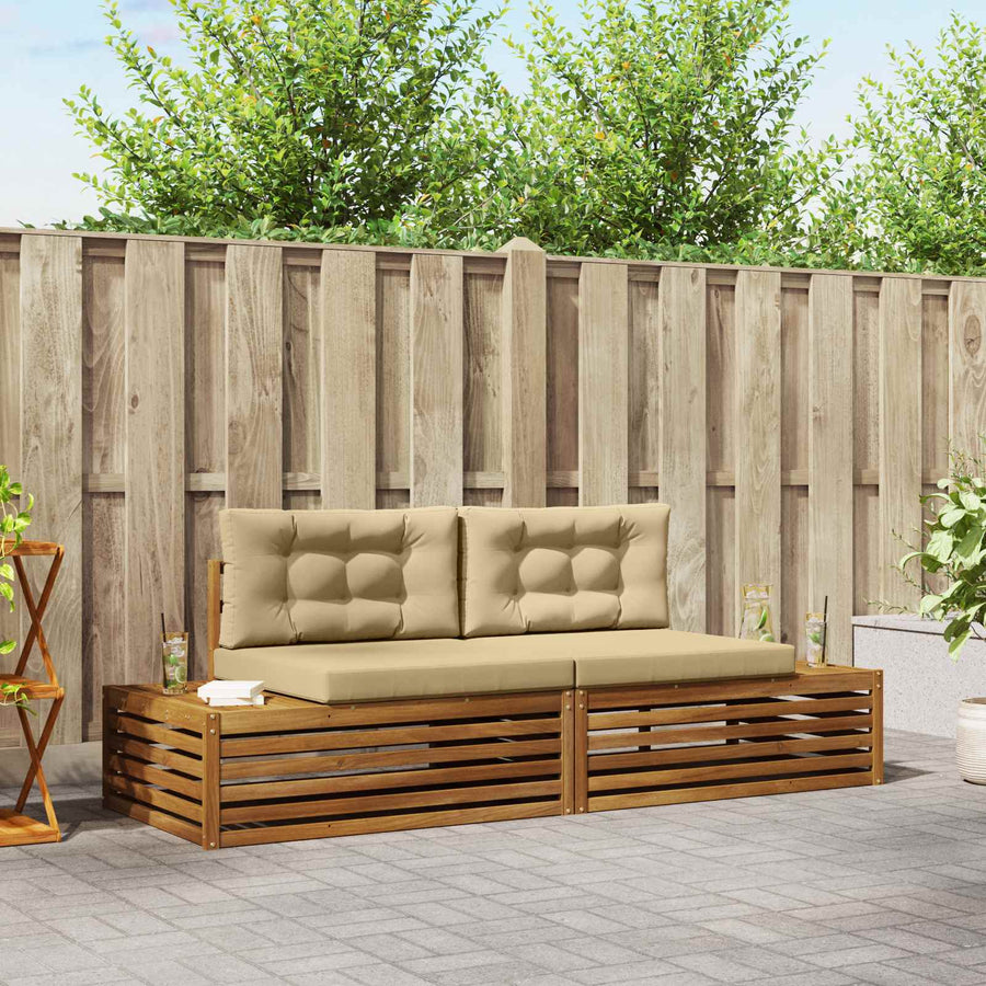 Buiten bankenset met kussen 6 Stuk Natuurlijk en Beige