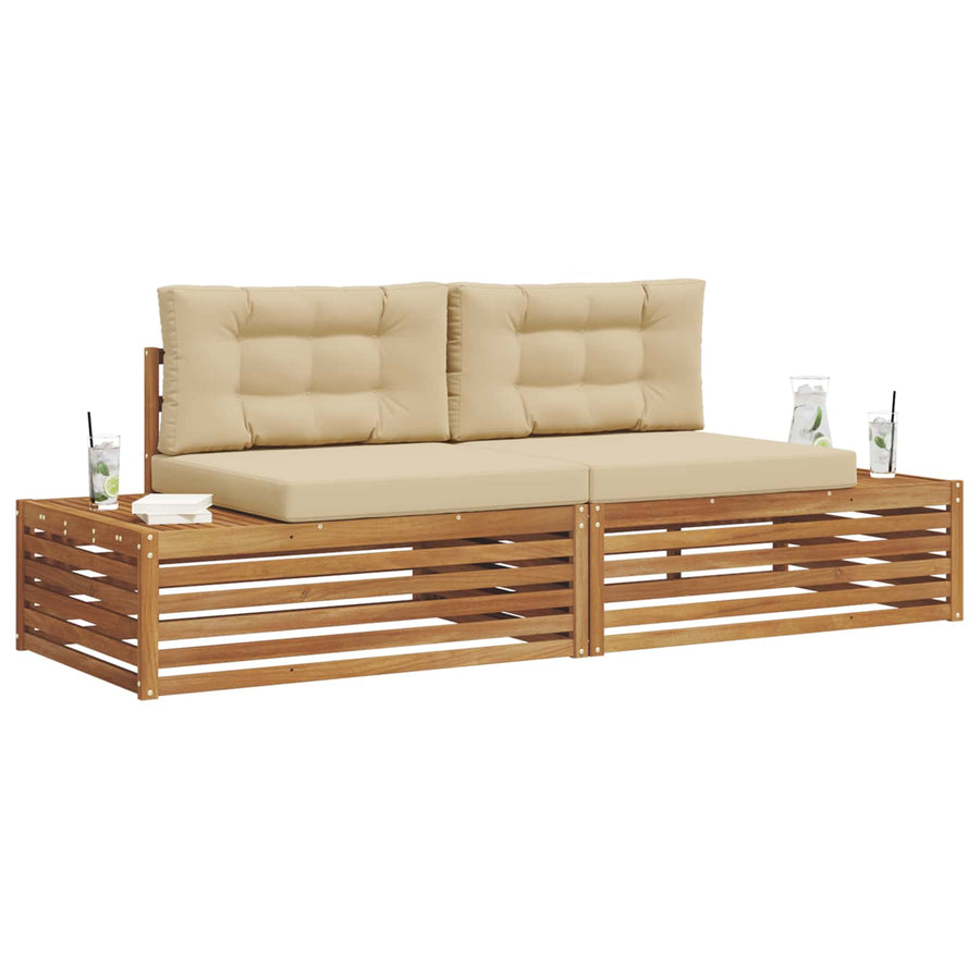 Buiten bankenset met kussen 6 Stuk Natuurlijk en Beige