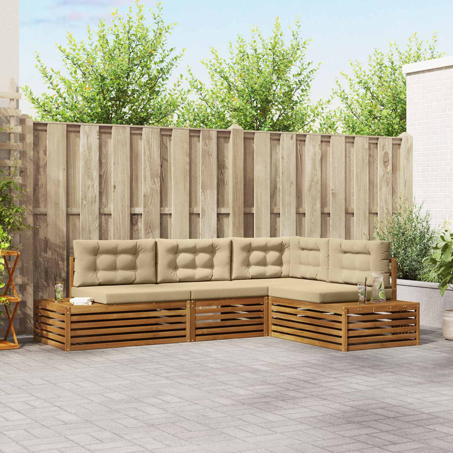 Buiten bankenset met kussen 13 Stuk Natuurlijk en Beige