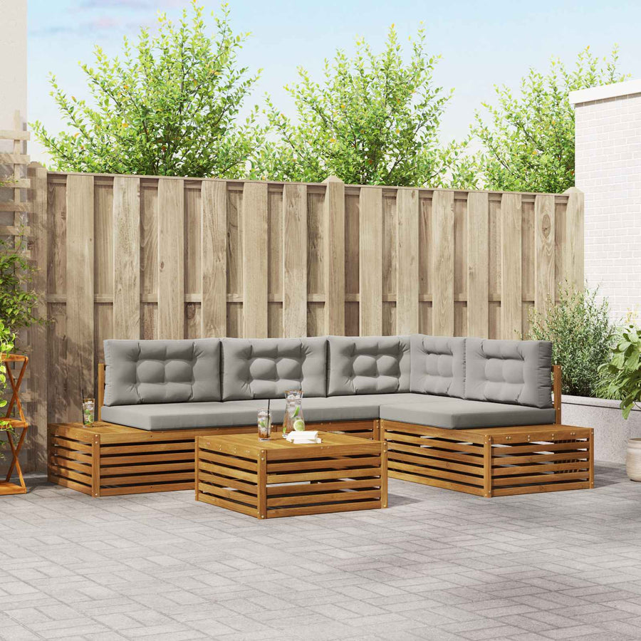 Sofa-Sets met kussen 14 Stuk Natuurlijk en Lichtgrijs