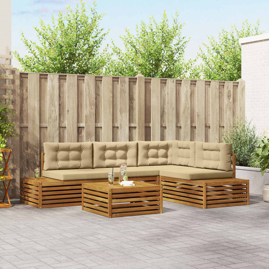Sofa-Sets met kussen 14 Stuk Natuurlijk en Beige
