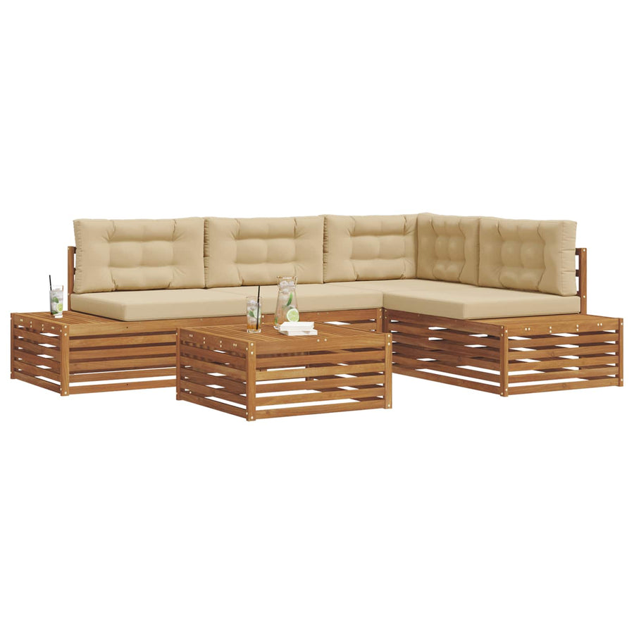 Sofa-Sets met kussen 14 Stuk Natuurlijk en Beige