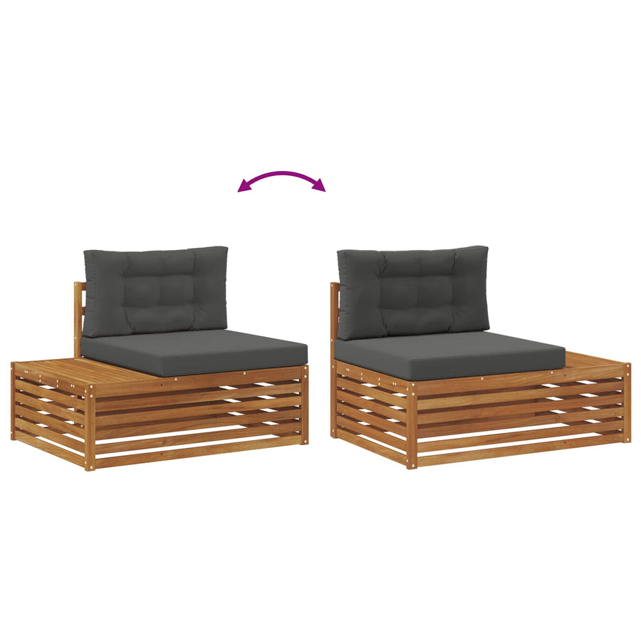 Buiten bankenset met kussen 6 Stuk Natuurlijk en Antraciet