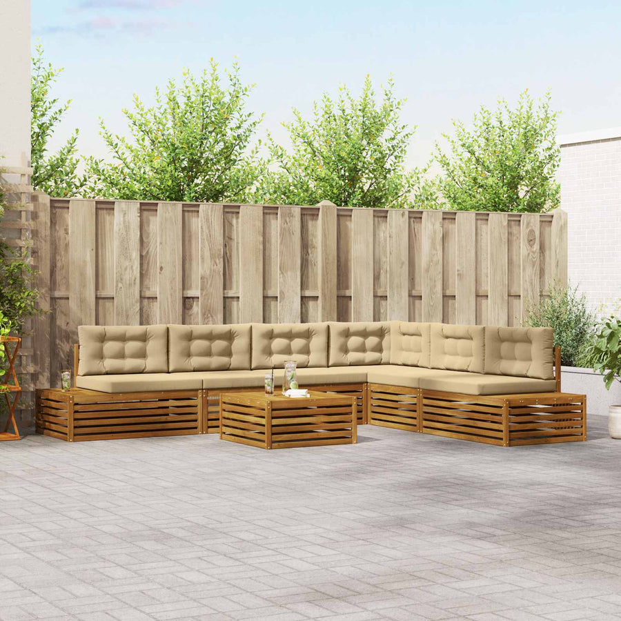 Buiten bankenset met kussen 20 Stuk Natuurlijk en Beige