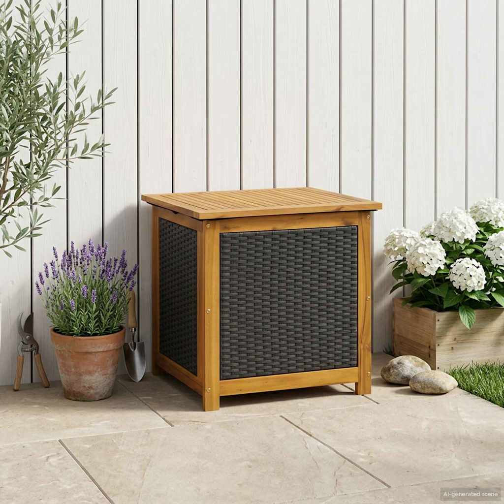 Tuinopslagdoos 185 L Massief Acaciahout 60 x 50 x 56 cm Zwart