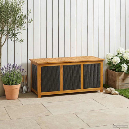 Tuinopslagdoos 185 L Massief Acaciahout 113 x 50 x 56 cm Zwart
