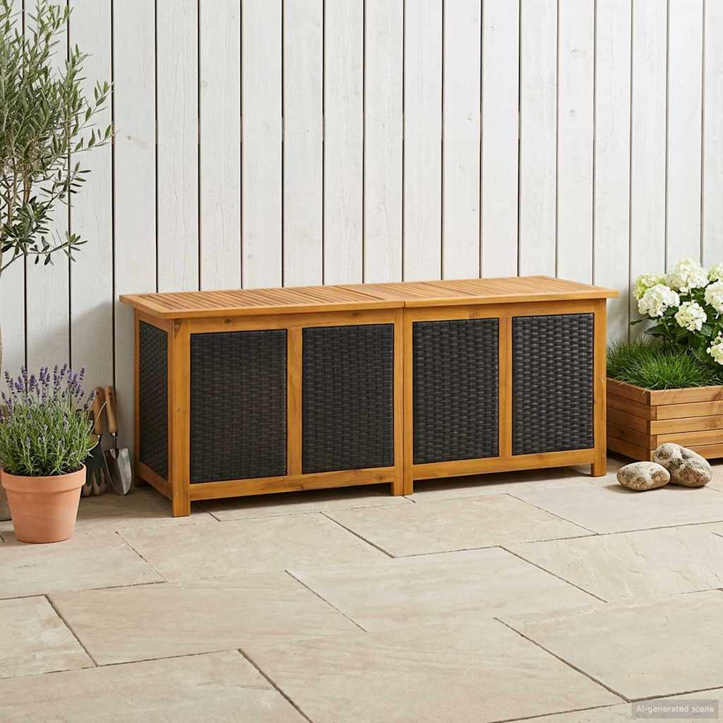 Tuinbox 243 L Massief Acaciahout 150 x 50 x 56 cm Zwart