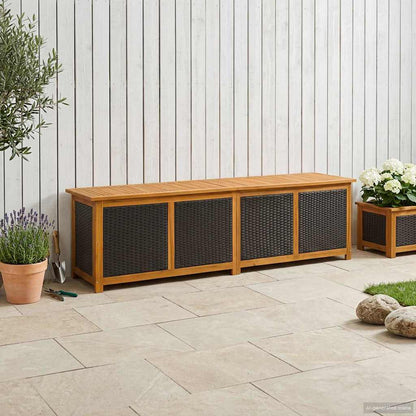 Tuinopslagdoos 185 L Massief Acaciahout 200 x 50 x 56 cm Zwart