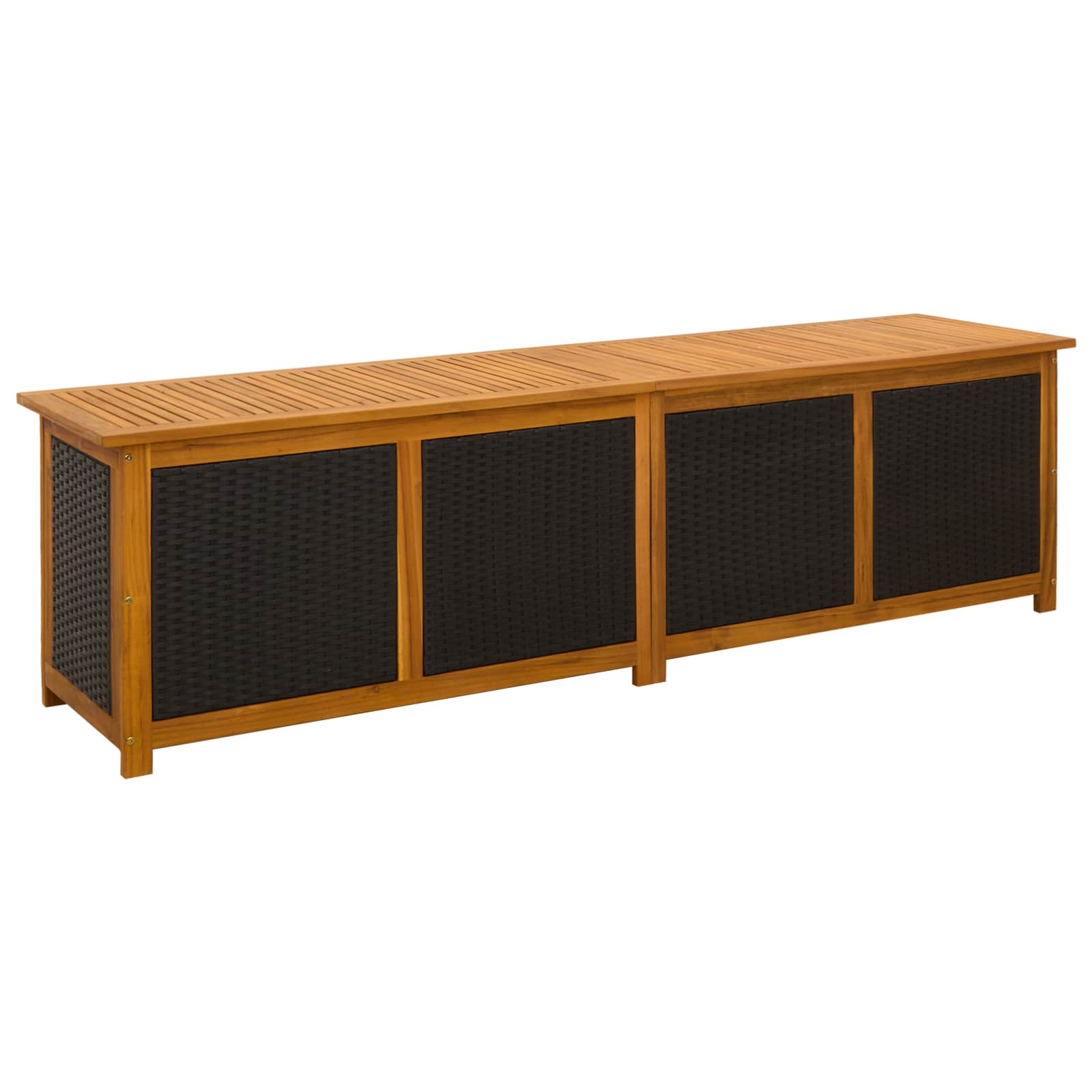 Tuinopslagdoos 185 L Massief Acaciahout 200 x 50 x 56 cm Zwart