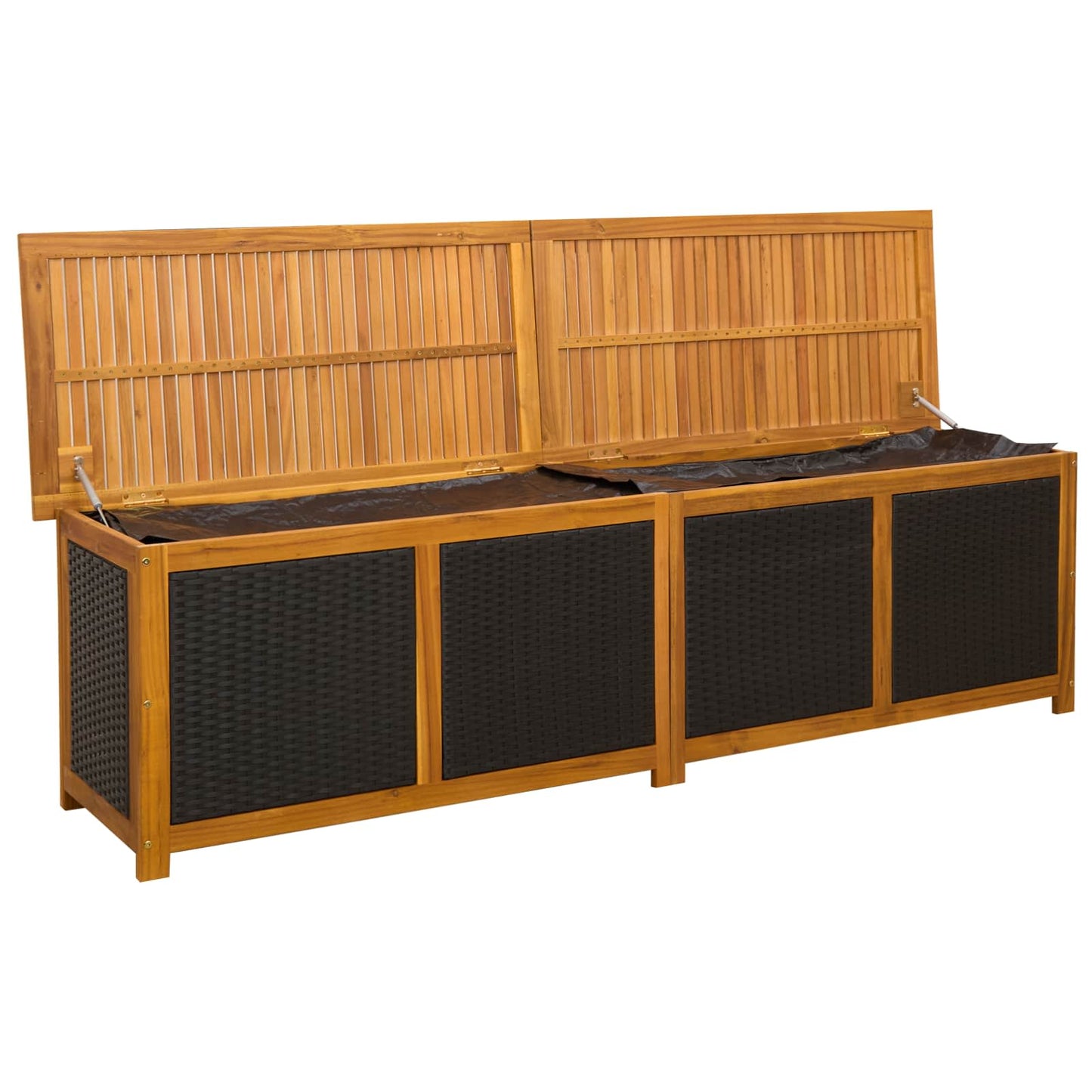 Tuinopslagdoos 185 L Massief Acaciahout 200 x 50 x 56 cm Zwart