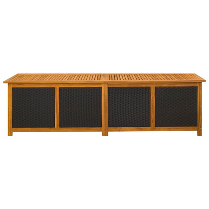 Tuinopslagdoos 185 L Massief Acaciahout 200 x 50 x 56 cm Zwart