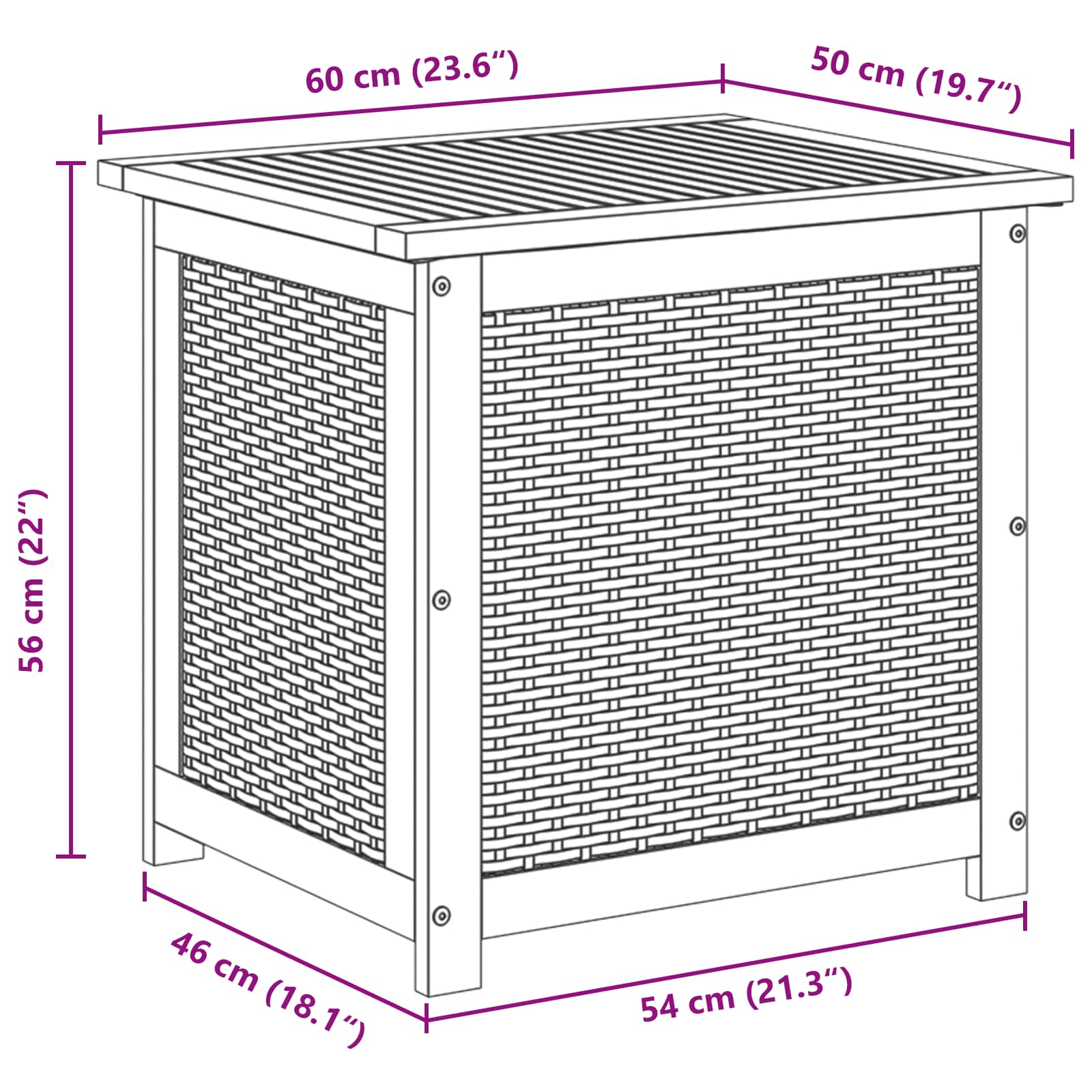 Tuinopslagdoos 185 L Massief Acaciahout 60 x 50 x 56 cm Beige