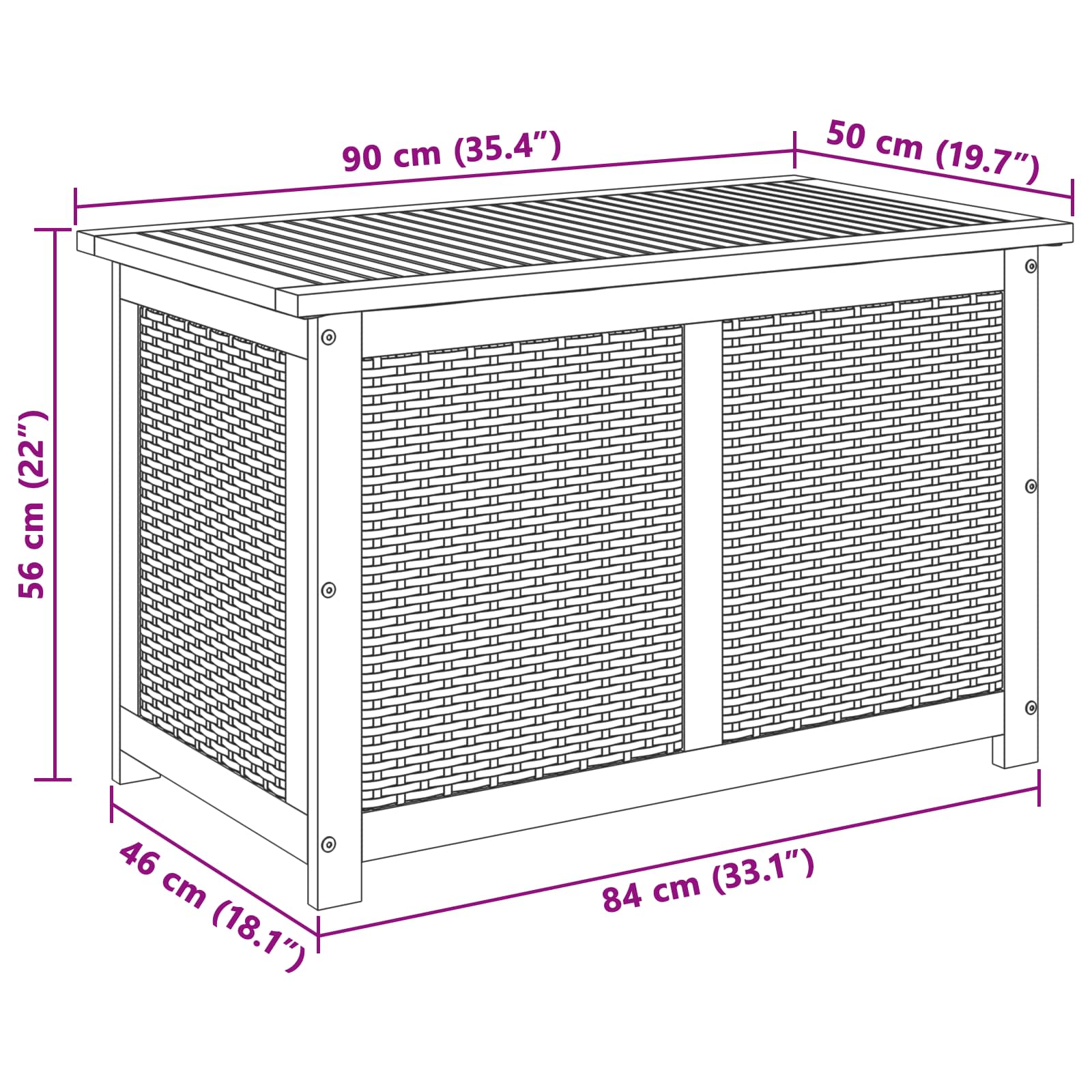 Tuinopslagdoos 185 L Massief Acaciahout 90 x 50 x 56 cm Beige