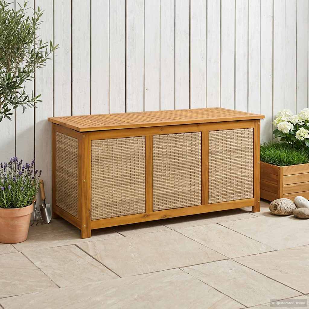 Tuinopslagdoos 185 L Massief Acaciahout 113 x 50 x 56 cm Beige