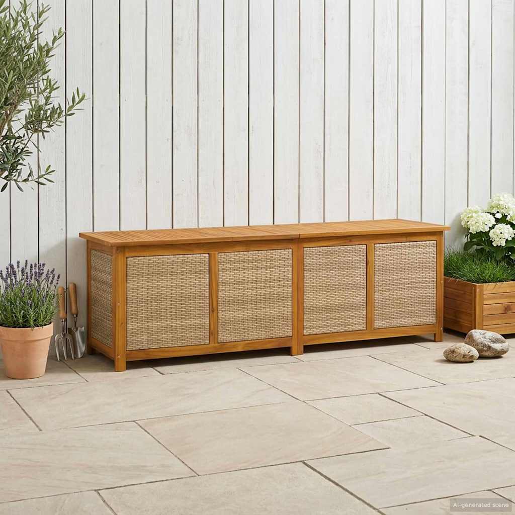 Tuinopslagdoos 185 L Massief Acaciahout 200 x 50 x 56 cm Beige