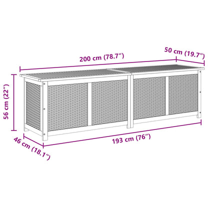 Tuinopslagdoos 185 L Massief Acaciahout 200 x 50 x 56 cm Beige