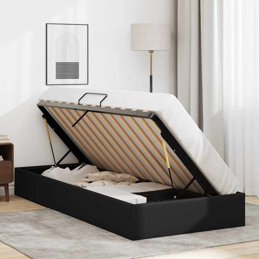 Opslag bed met opslag Zwart 100 x 190 cm Kunstleer