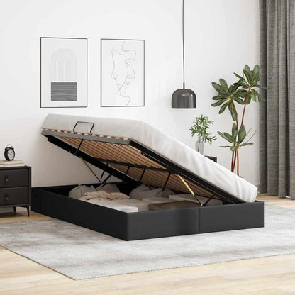Opslag bed met opslag Zwart 137 x 190 cm Kunstleer