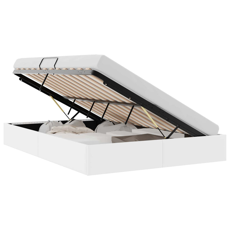 Opslag bed met opslag Puur Wit 137 x 190 cm Kunstleer