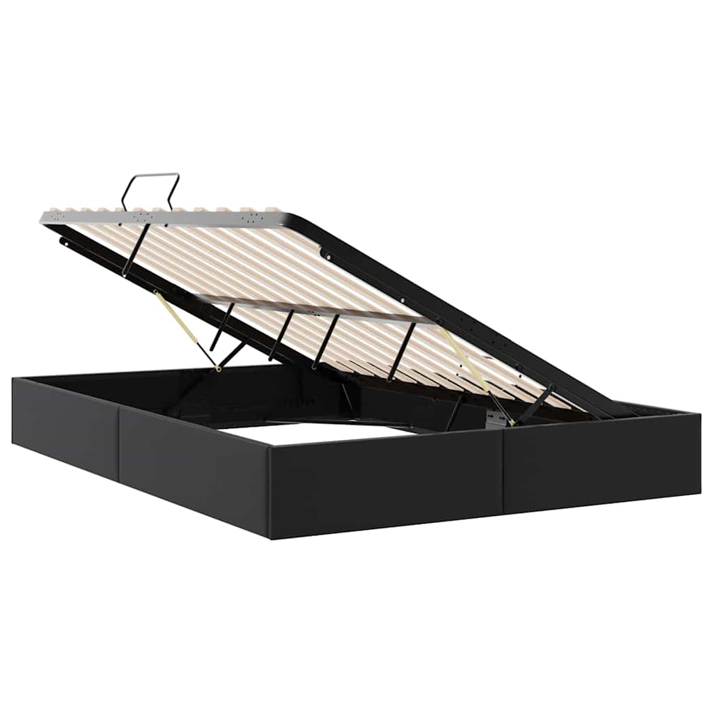Opslag bed met opslag Zwart 153 x 203 cm Kunstleer