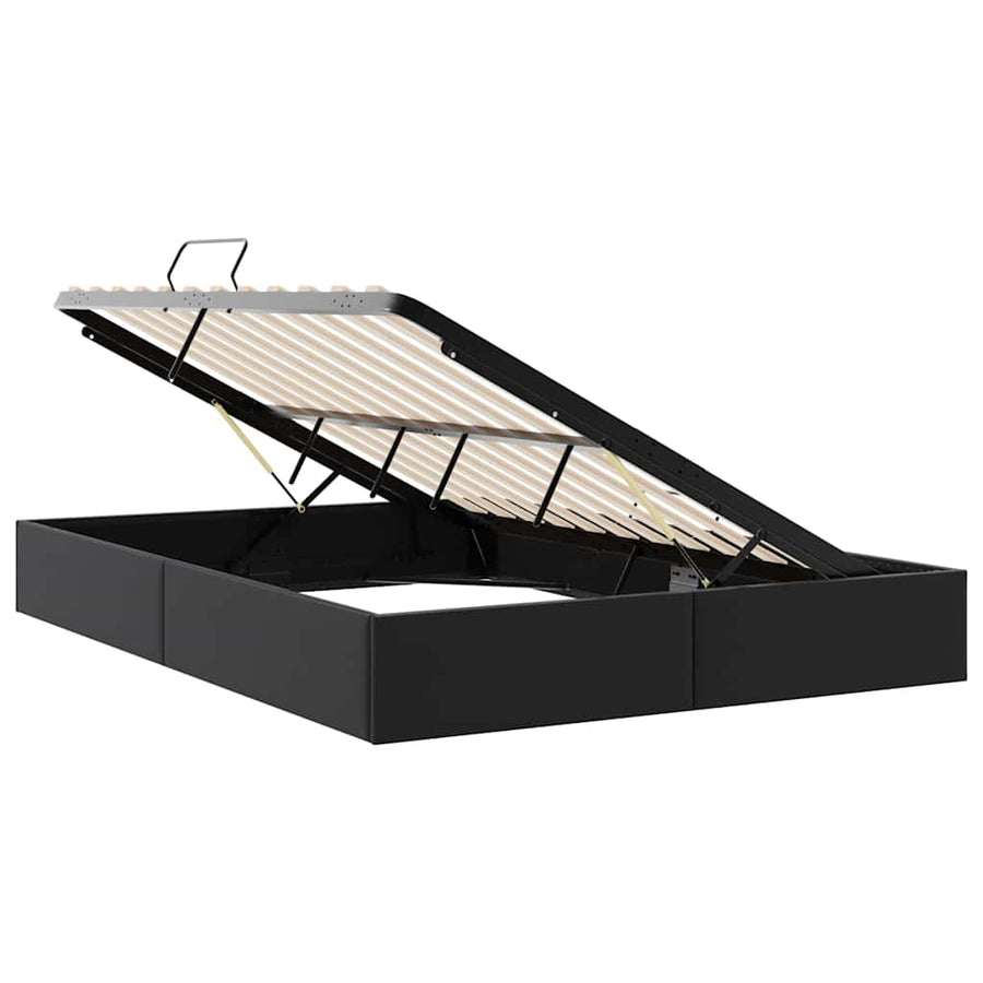 Opslag bed met opslag Zwart 153 x 203 cm Kunstleer