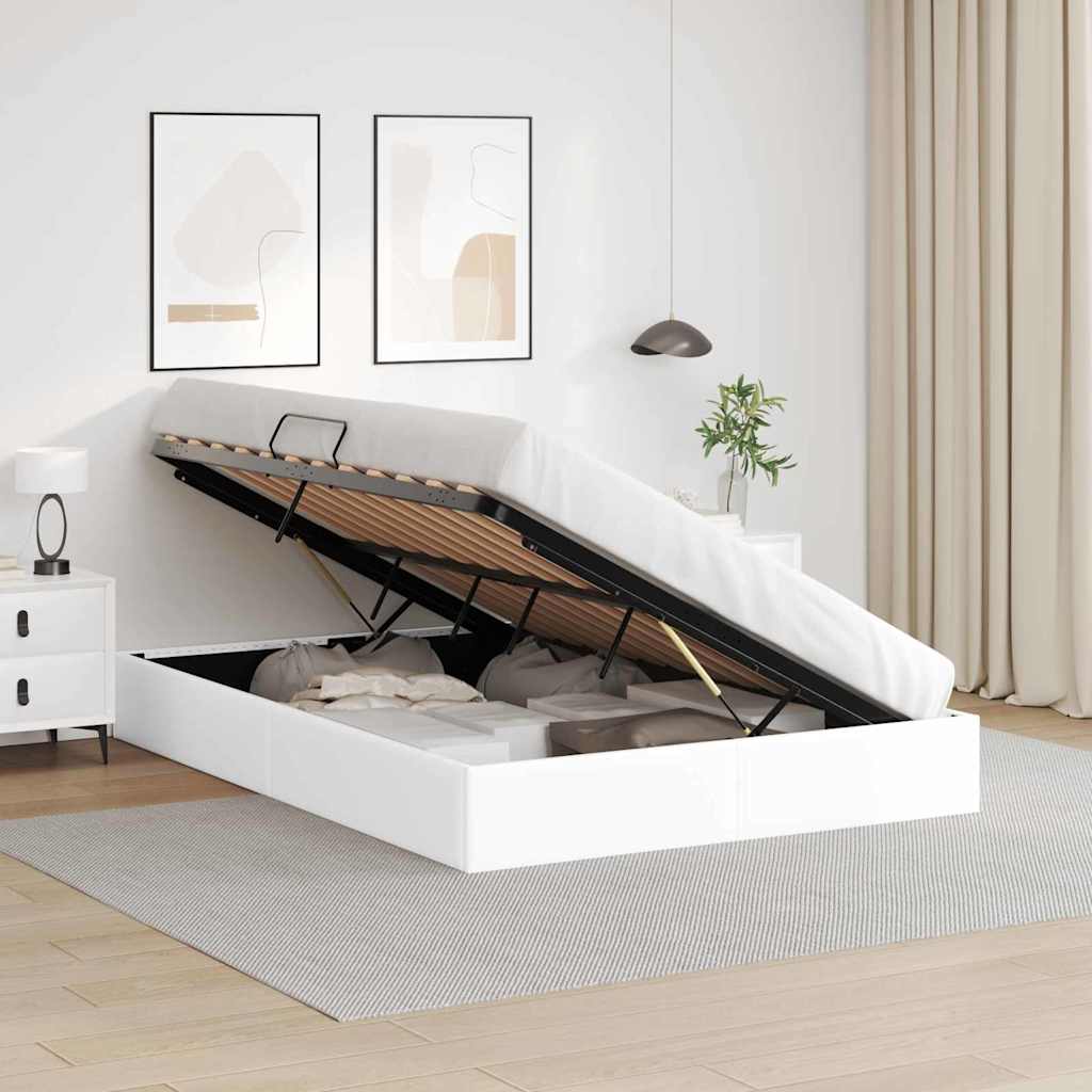 Opslag bed met opslag Puur Wit 153 x 203 cm Kunstleer