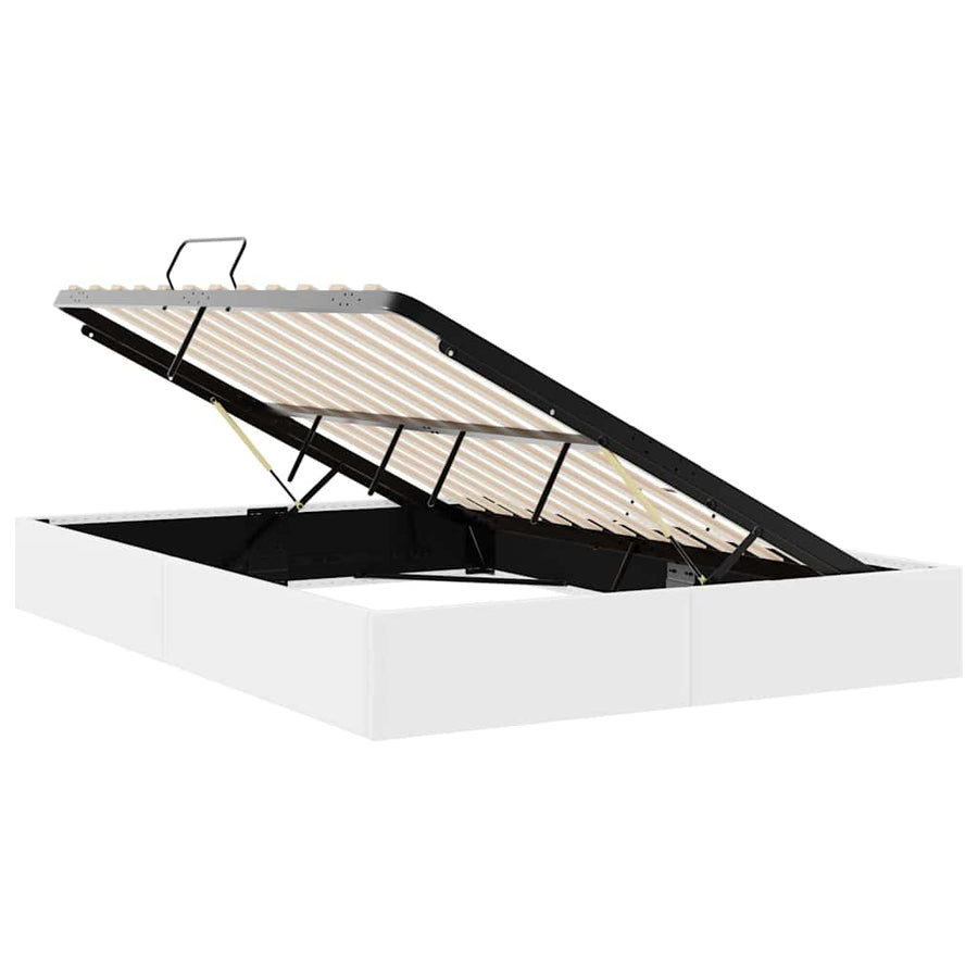 Opslag bed met opslag Puur Wit 153 x 203 cm Kunstleer