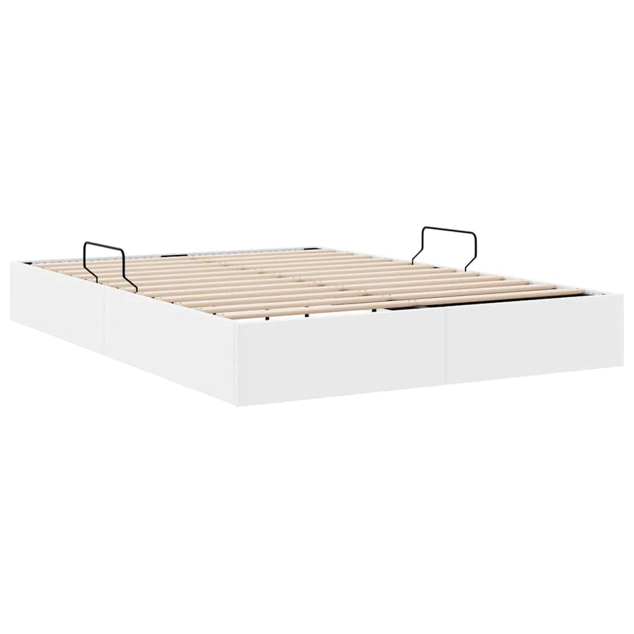 Opslag bed met opslag Puur Wit 153 x 203 cm Kunstleer