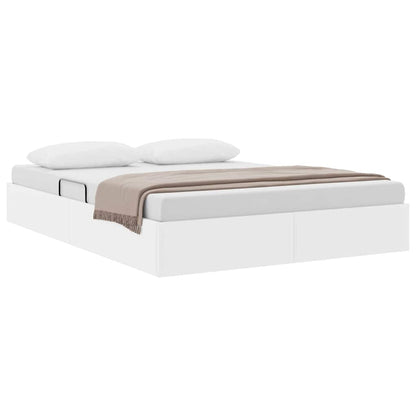 Opslag bed met opslag Puur Wit 153 x 203 cm Kunstleer