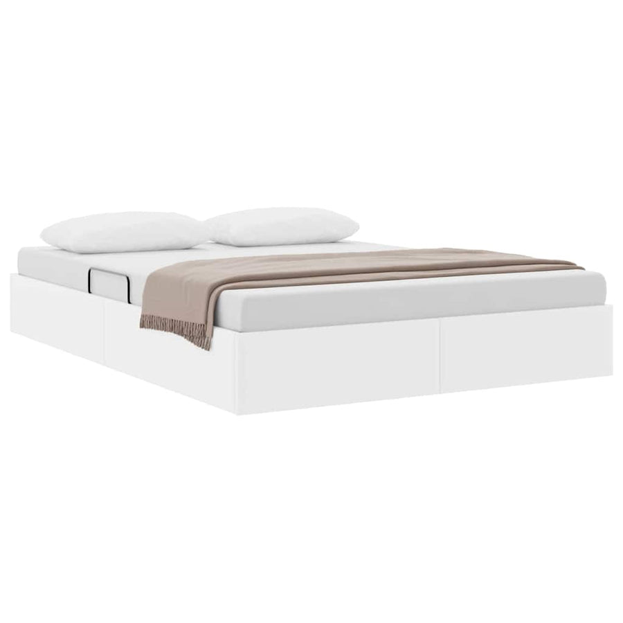 Opslag bed met opslag Puur Wit 153 x 203 cm Kunstleer